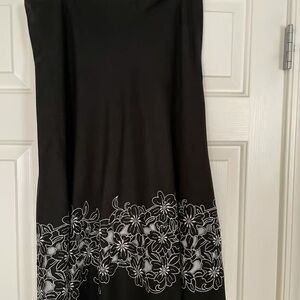 Black Floral Border A-Line Skirt